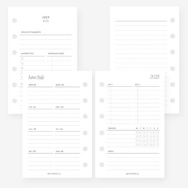 MAY PAPER CO. 2025/2026 Pocket Weekly Planner Refill, Week on Two Page Planner Insert for Pocket Filofax and LV PM 6 ringed Agenda (Weekly with Tracker)
