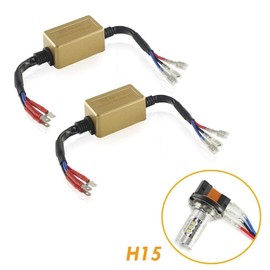 Xotic Tech 2pcs H15 LED Fog Light Bulbs Load Resistor Anti-Flicker Error Free Wiring Adapter Decorders Plug and Play