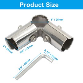 2 Sets of 90 Degree Pipe Clamp, Stainless Steel Pipe Connector, 3-way Metal Connectors for 1" (25MM) OD Pipe, 3-Way Pipe Clamp end Rail Clamps