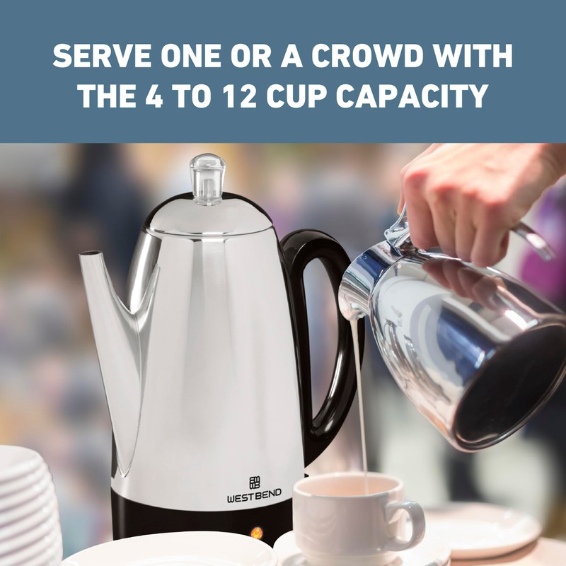 West Bend Electric Percolator Classic Style Coffee Maker with Heat