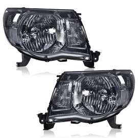 ALLGOOD Headlights Assembly Compatible with Toyota Tacoma 2005 2006 2007 2008 2009 2010 2011 Bumper Front Headlamp Smoke lens Chrome Housing Clear Reflector