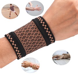 Copper Compression Wrist Sleeve Compression Wrist Brace Wrist Supports for Men and Women Tennis, Sport, Fitness