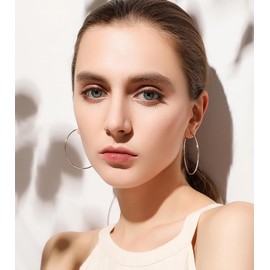 Cocadant 3 Pairs 50mm Big Gold Hoop Earrings for Women,Stainless Steel Big Hoop Earrings 14K Gold Plated Silver Hypoallergenic Hoops set