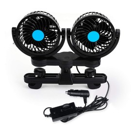 Electric Car Cooling Fan, for Rear Passenger Seat - Zento Deals Dual Head Rotatable 12V Air Ventilation Silent Cooling Fan for Car Headrest 360 Degree Rotation Speed Regulation Kids Safe Design Premiu