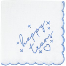 LADY&HOME - Pañuelo bordado de boda, algo azul para novia, pañuelo de seda Happy Tears para recuerdo de boda, Azul, Talla única