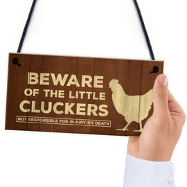 RED OCEAN Beware Of The Little Cluckers Funny Chicken Sign Coop Hen House Sign