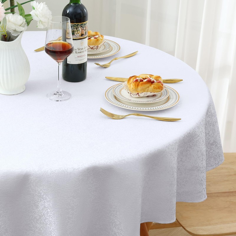 Spotjoy Tablecloth Washable Round 140 cm Polyester Table Linen Jacquard