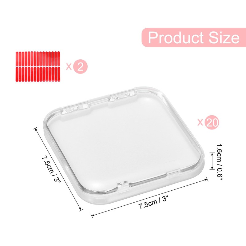 uxcell 20 Pcs Press on Nail Storage Box with Adhesive
