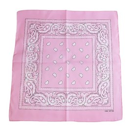 Fosys Bandana, 100% Cotton, Cashew Nut Pattern, 21.7 x 21.7 inches (55 x 55 cm), Square, Large, Scarf, Neckerchief, Triangular Width Men's, Women's, 12. pink