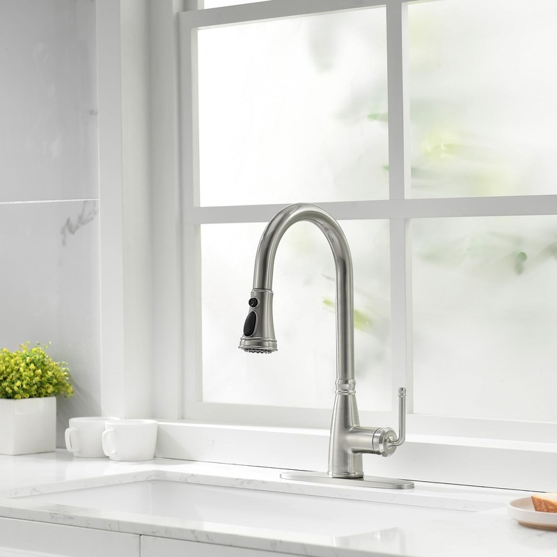 Lavatrum Kitchen Faucets with Pull Down Sprayer 17 Inch Single