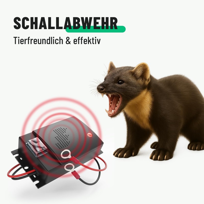 greate greate 2X Marderschreck Auto mit 12V Batterieanschluss - Marderschrecker