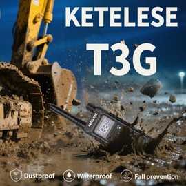 KETELESE T3 GMRS Heavy Duty Walkie Talkies for Adults, IP67 Waterproof Long Range 2 Way Radio with Earpiece and Mic, Portable Two-Way Radios for Huting, Hiking, Construction, 2Pack, Black/Grey