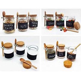1Pcs 250ml/8.3oz Empty Clear Glass Storage Container Bottle Jars With Cork Stopper and Wooden Spoon For Storing Food Bath Salt Seasoning Sauce Cosmetic Powder Honey Nuts and More