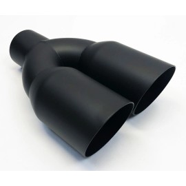 Dual Exhaust Tip 2.50 In Inlet Dual 3.50 Outlets 10.00 In Long Slant Matte Black 304