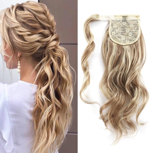 SEGO Ponytail Extension, Real Hair Wavy Braid, Clip-In Hair Extension, 100% Remy Hair