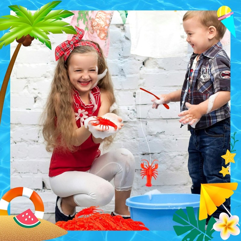 50 Pcs Soft Lobster Models, Crawfish Decoration for Summer Beach