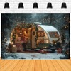 Christmas Camping Car Backdrop Xmas Tree Snowflake Background New Year
