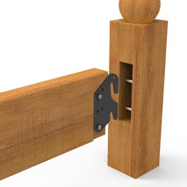 KOPKIO 4 PCS Universal Wood Bed Rail Hook Plates for Headboard Footboard Bed Frame Bracket, Wooden Bed Hook On Bed Rails with Mounting Hardware,Black