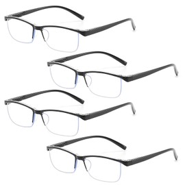Outray 4-Pack Reading Glasses for Men Blue Light Blocking Half Rim Wide Frame Computer Readers Anti UV Eye Strain Glare