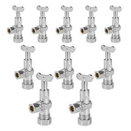 (Pack of 10) EFIELD 1/4-Turn Loose Control Key Angle Stop Valve 1/2" Nominal (5/8" OD) Compression x 3/8" OD, Chrome,(VALVE142-10PCS)
