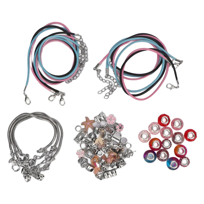 Charm Bracelet Making Kit Basic Bracelets Colored Beads Pendants Jewelry