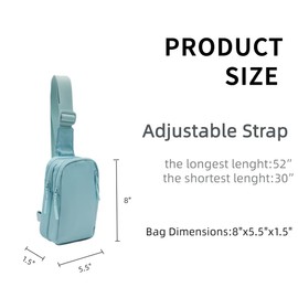 VAKAER Small Crossbody Bag Purse Women‘s Sling Bag Daypack Backpack with Convertible Adjustable Strap for Travel Hiking, Ice Blue