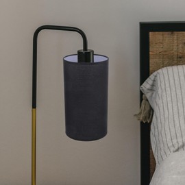 HOMSFOU Cylinder Lamp Shade Fabric Drum Lampshade Spider Construction Lamp Shade Replacement Linen Light Cover for Table Floor Lamp Black 5.50x5.50x9.82 Inch