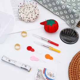 Sewing Needle Cushion Set, Sewing Accessories Set with Pin Cushion, Pins, Long Pins with Head, Colourful Head Pins, Stainless Steel Pins, Pins for Crafts, Sewing, Hemming, Craft Jewellery Components