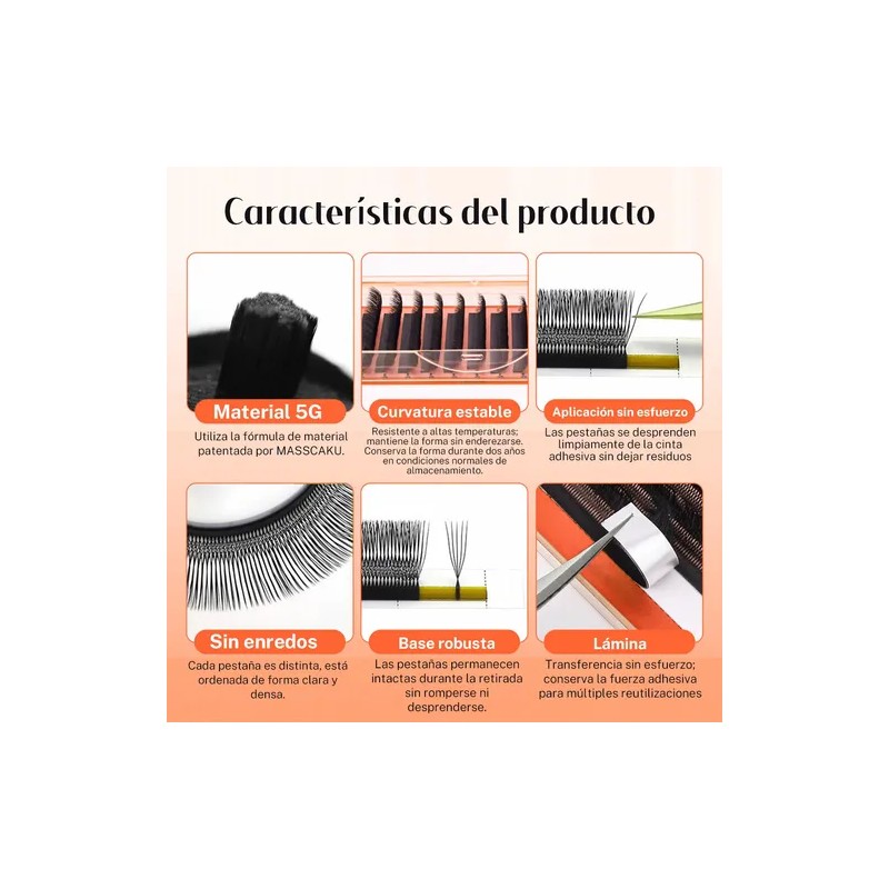 Extensiones De Pestañas Masscaku U 3d, U Shaped 3d W