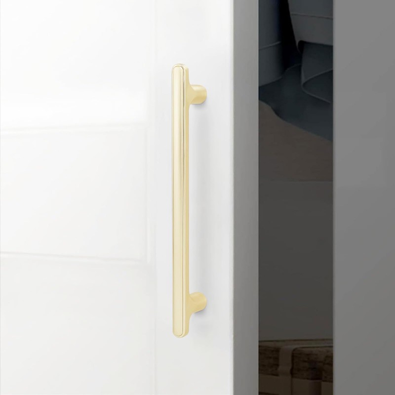 POVEFONK 10 Pack 5 inch(128mm) Brushed Brass Kitchen Cabinet Handles