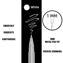 2pcs Skin Marker Pen, Eyebrow Microblading Marker Pen, Eyebrow Mapping Pen Stencil with 6 replacement refills (White), Eyebrow Makeup Position Mapping Mark Tools