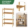 kiplant Small Shoe Rack, 2-Tier Bamboo Wood Shoe Rack for