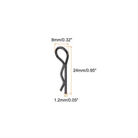 sourcing map 50pcs 30-Degree Angle RC Body Clips Bent Spring R Pins 24x1.2x8mm for 1/8 1/10 1/16 Scale Model RC Car Crawler Truck Shell Replacement Parts(Black)