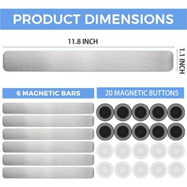 Magnet Bulletin Board 6 Pcs Metal Magnet Boards Frameless Magnetic Stainless Iron Board Strip Display Board with 10 pcs Magnet Memo Strip for Office Home School
