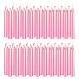 SRG 40 pcs Unscented Metallic Pink Mini Taper Candle, 4 Inch Tall x 1/2 Inch Diameter, Great for Casting Chimes, Rituals, Spells, Vigil, Witchcraft, Wiccan Supplies, Wax Play & More