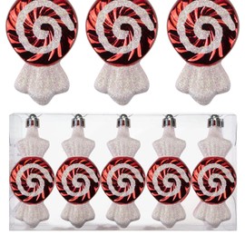 VFM - Red & White 10cm Sweet Baubles Swirl Candy Cane (5 Pack) - Christmas Decorations