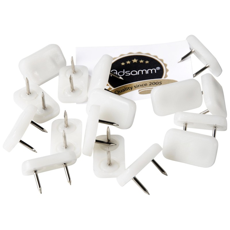 Adsamm® 16 x Plastic Gliders with 2 Nails / White