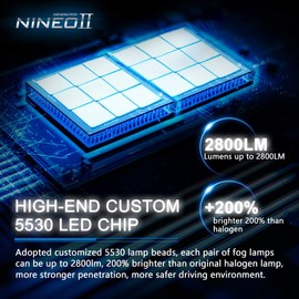 NINEO 880 LED Fog Light Bulbs 885 893 899 890 2800LM Extremely Bright All-in-One Conversion Kit 5530 Chips 6500K Cool White
