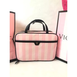 Victoria's Secret Iconic  Pink Stripe Travel Toiletry Cosmetic Hanging Bag NWT