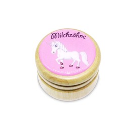 Milk tooth box, tooth box, milk teeth, picture box with various motifs made of wood for boys and girls with screw cap, 44 mm Unicorn