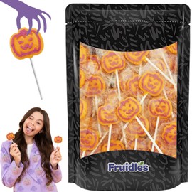 Fruidles Orange Pumpkin Tattoo Lollipop Suckers Candy, Great for Goody Party Bag Fillers, Individually Wrapped (2 Pounds)