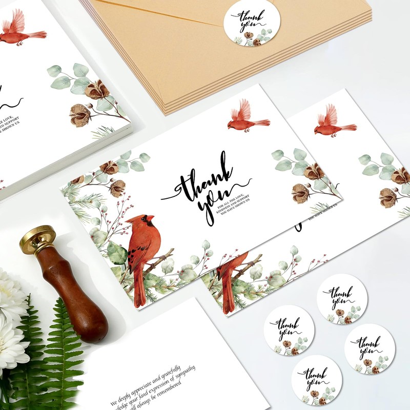 C2U 24 Pack Funeral Thank You Cards with Envelopes &