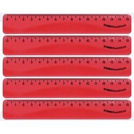 KUM AZ2290116-R - Lineal Flexi Style, 15 cm, rot, flexibel, 5 Stück, Schulmaterial