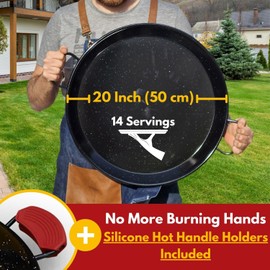 Paelluxe Paella Pan – Enamelled, No-Rust Steel Skillet – Easy-to-Clean Pan for Propane & Gas Burners – Indoor & Outdoor Cooking Cacerola Paellera Sarten – 20 Inch, for 14 Servings