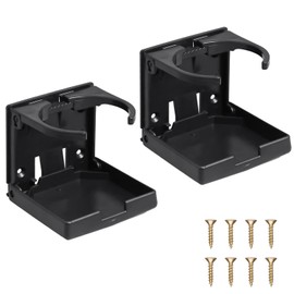 ZEACCT 2 Pcs Adjustable Folding Car Drink Holder, Black Plastic Cup Stand, for Cars, Trucks, RVs, Vans, Boat Marine Caravan