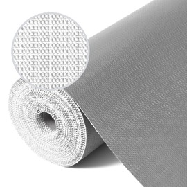 Shelf Liners for Kitchen Cabinets Refrigerator Liners Waterproof & Oil-Proof Kitchen Cupboard Liner Plastic Drawer Mats PVC Material Non Adhesive Fridge Liner for Shelves Gray 11.8 x 59 Inch