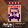 G128 Garden Flag Welcome Three Gnomes in Patriotic Truck 12"x18"