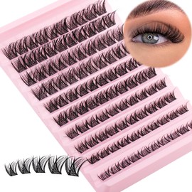 GEMERRY Cluster lashes, DIY Eyelash Extenisons 8-16mm D Curl Fluffy Individual Natural Wispy Lashes Reusable Eyelash Extension at Home (Naturally)