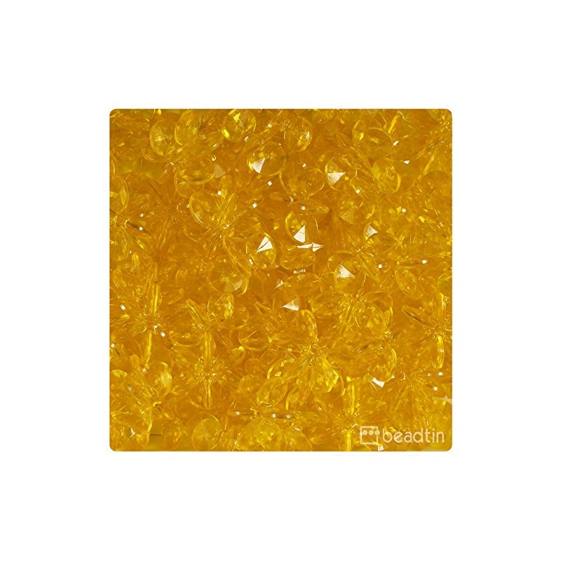 BeadTin Dark Yellow Transparent 18mm Sunburst Craft Beads (135pcs)