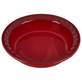Le Creuset Eiffel Tower Collection Stoneware Pie Dish, 9", Cerise